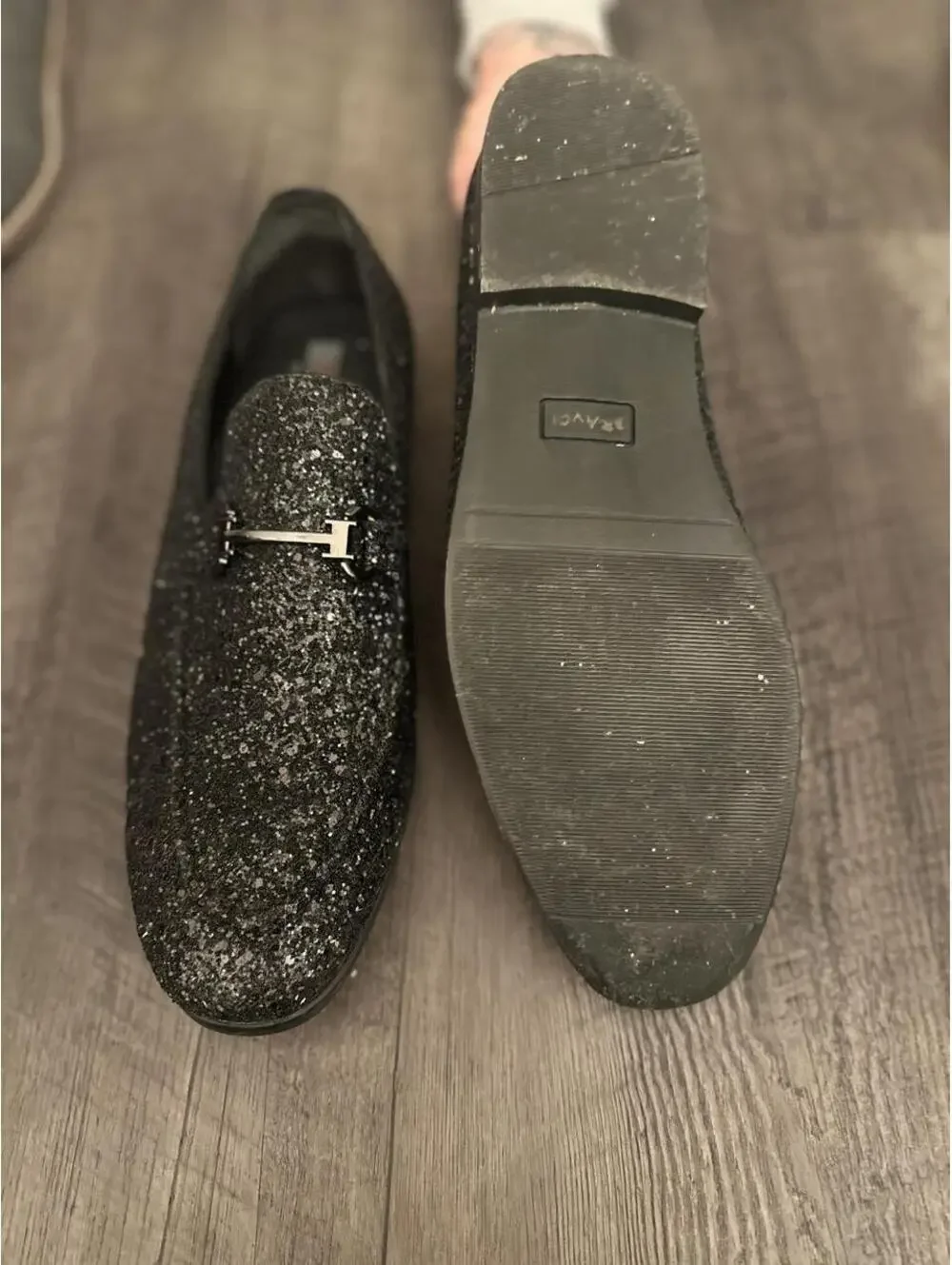 Men's Black and Silver Loafer
